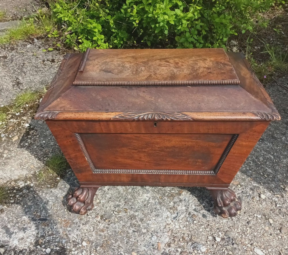 Regency mahogany Cellerette with good carved claw feet. View XI