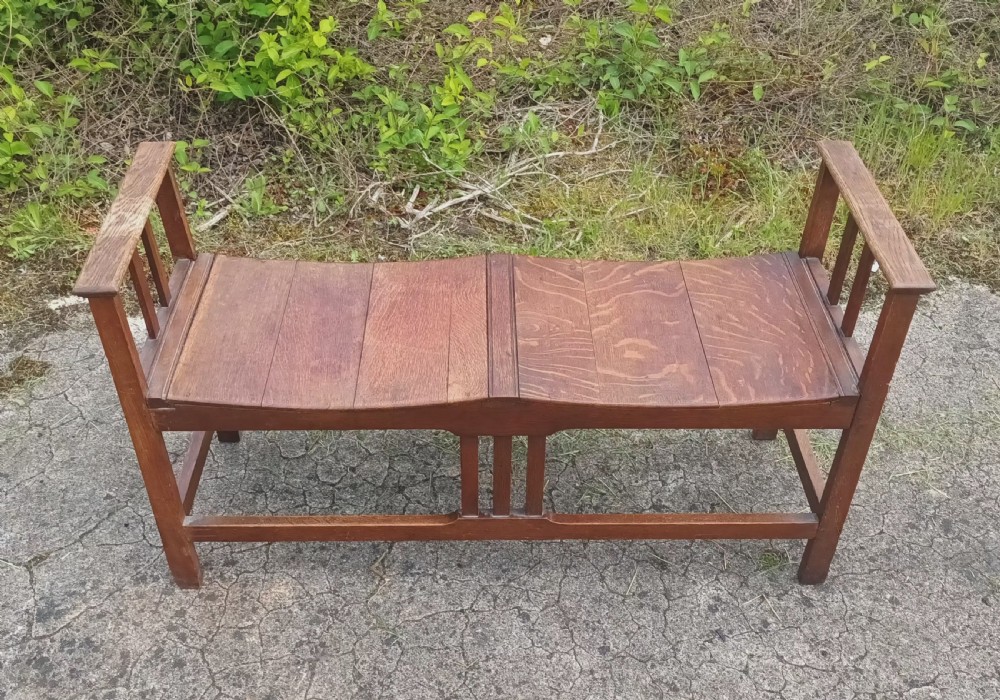 Oak Arts and Crafts hall bench. View III