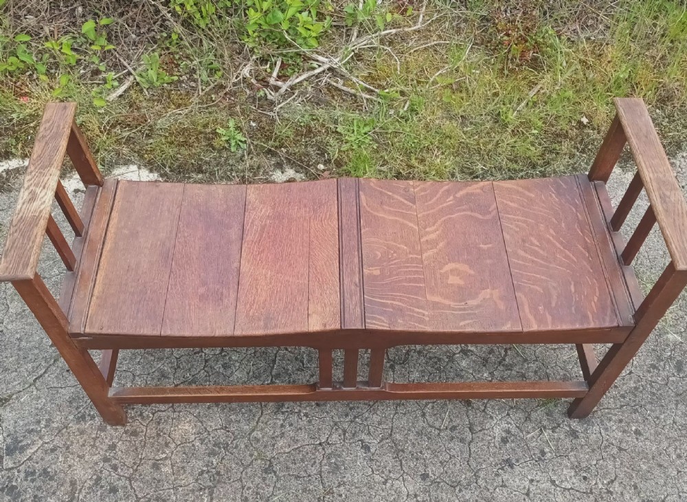Oak Arts and Crafts hall bench. View VI