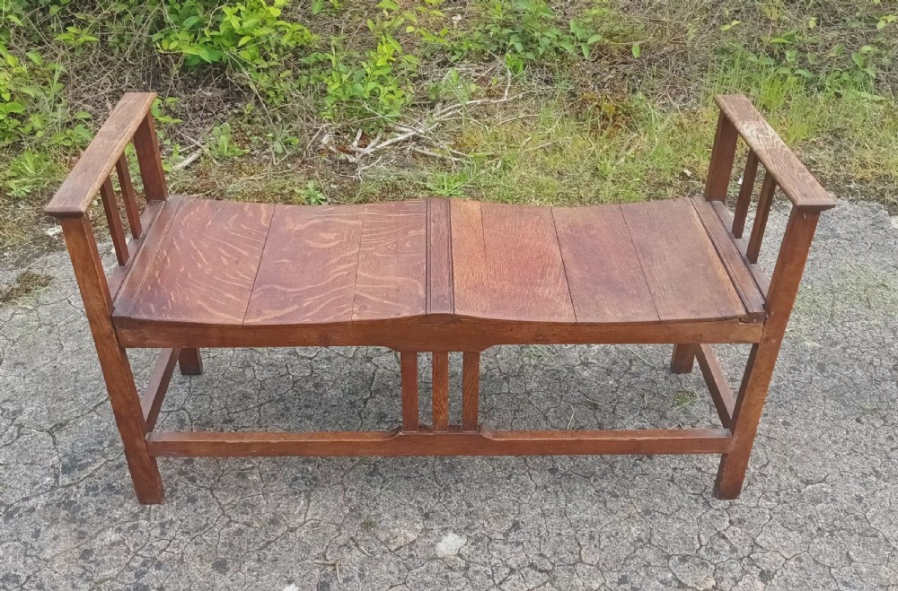 Oak Arts and Crafts hall bench. View VIII