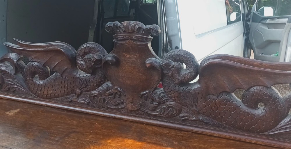 Large 6 foot ornate carved Victorian oak buffet View IV