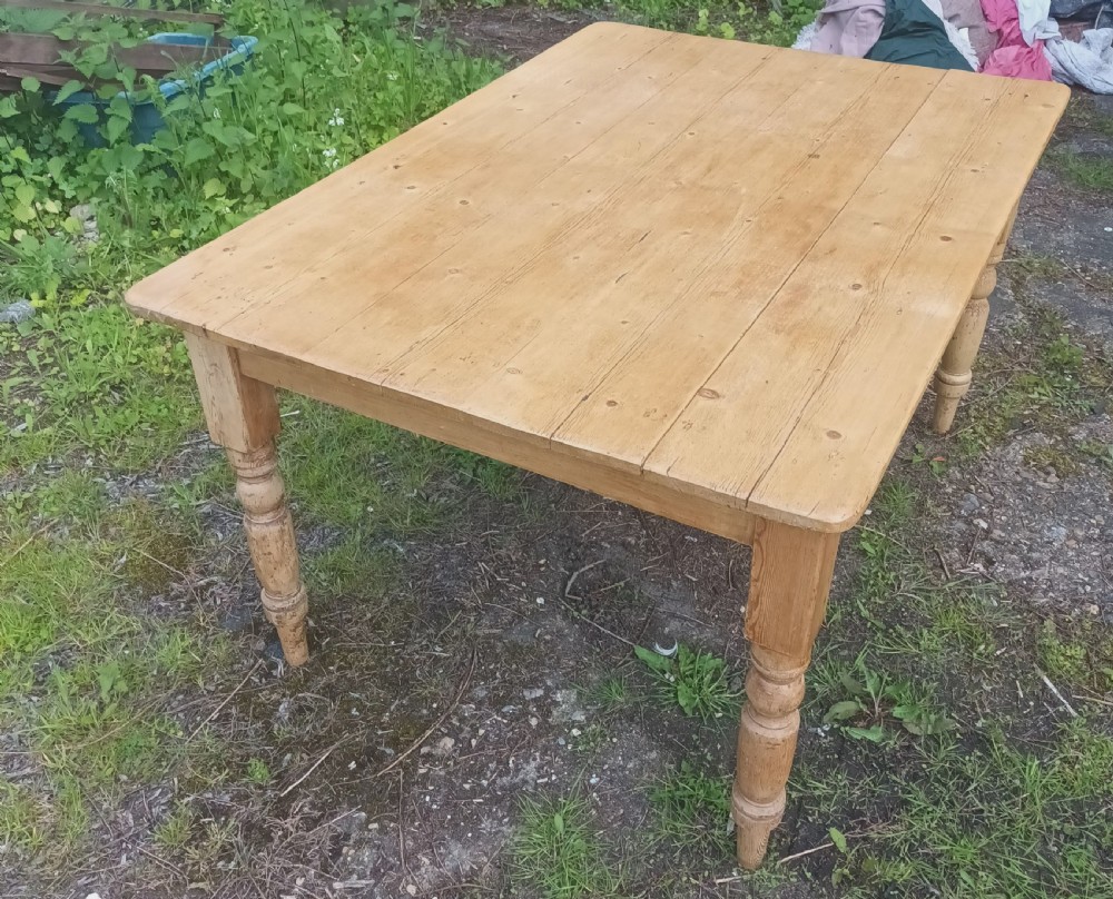 Late Victorian pine kitchen table.  View V