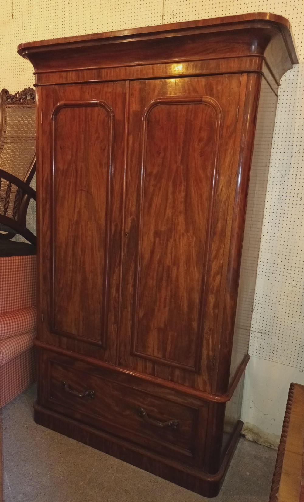 Large Mid Victorian mahogany 2 door hanging wardrobe. 