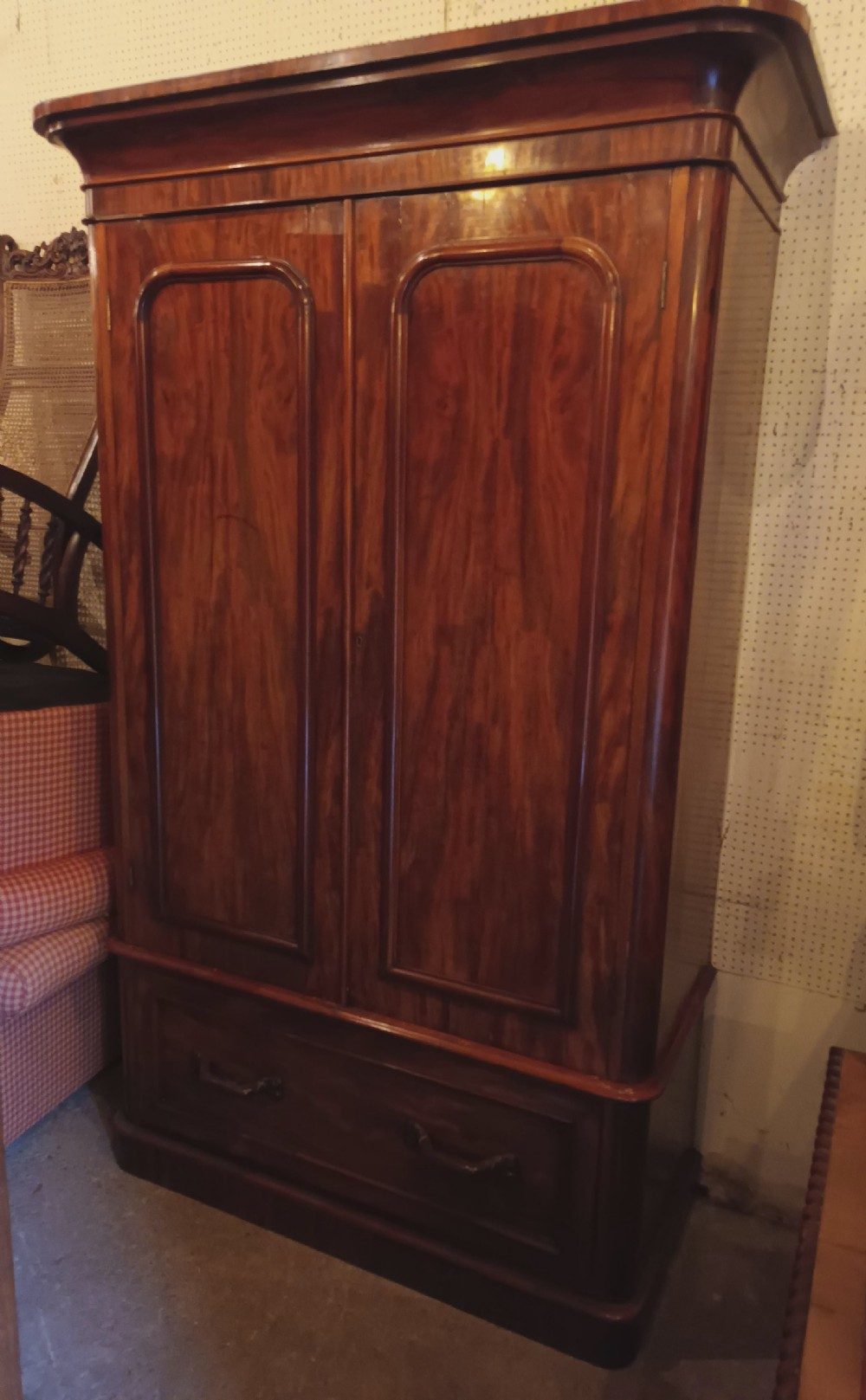 Large Mid Victorian mahogany 2 door hanging wardrobe.  View VI