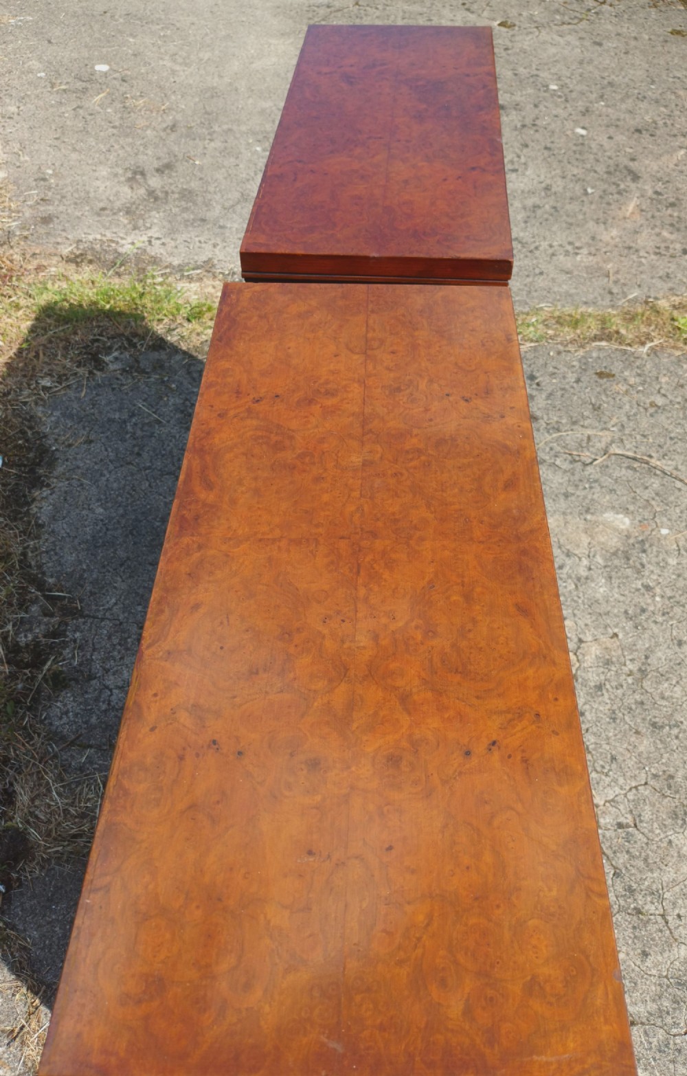 Pair of small walnut open front bookcases. View IX