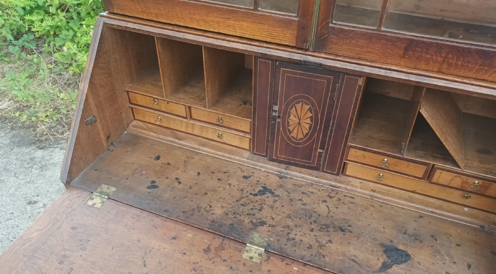 Late Georgian oak bureau bookcase.  View IV