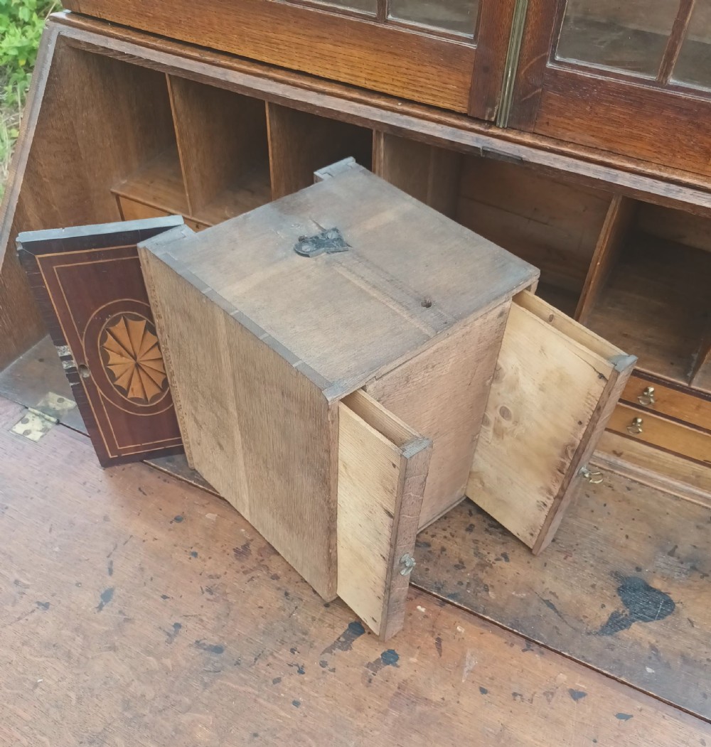 Late Georgian oak bureau bookcase.  View V