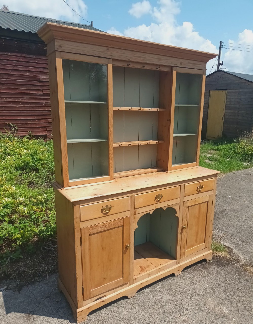 Mid Victorian pine farmhouse kitchen dresser.  View V
