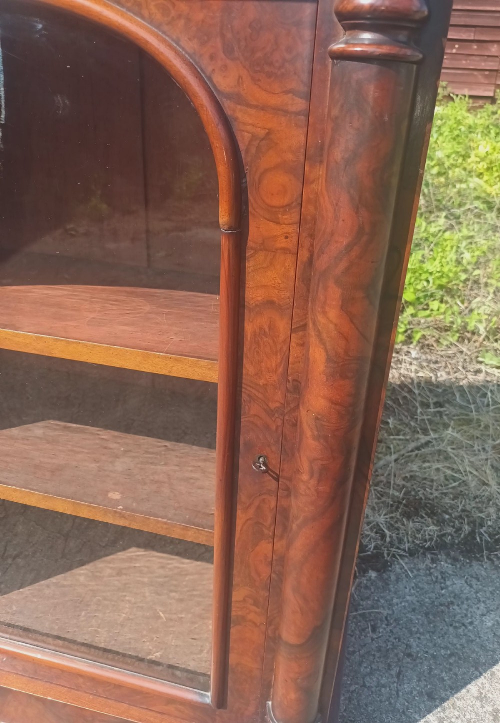 Victorian walnut marble top pier cabinet.  View IV