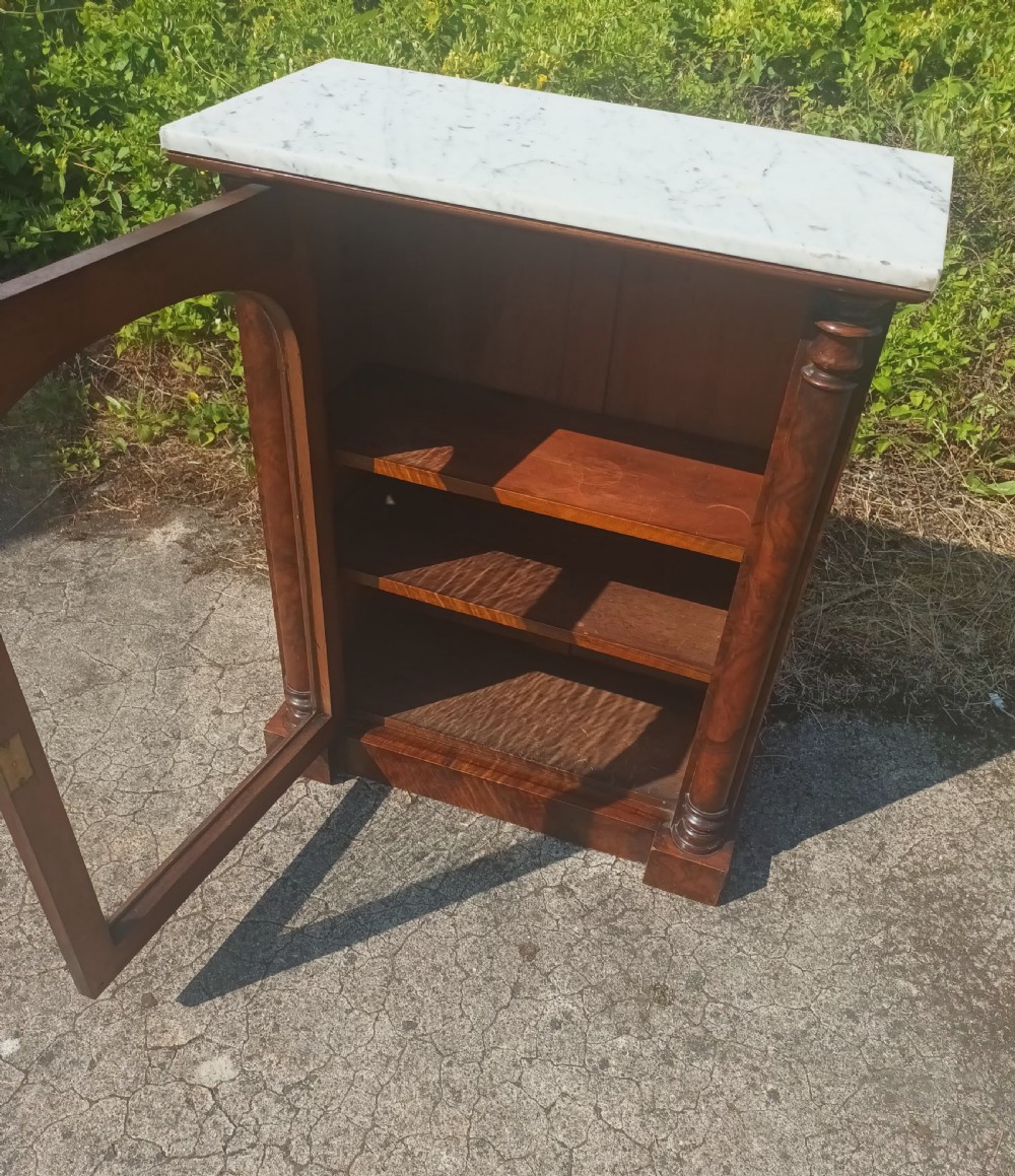 Victorian walnut marble top pier cabinet.  View VIII
