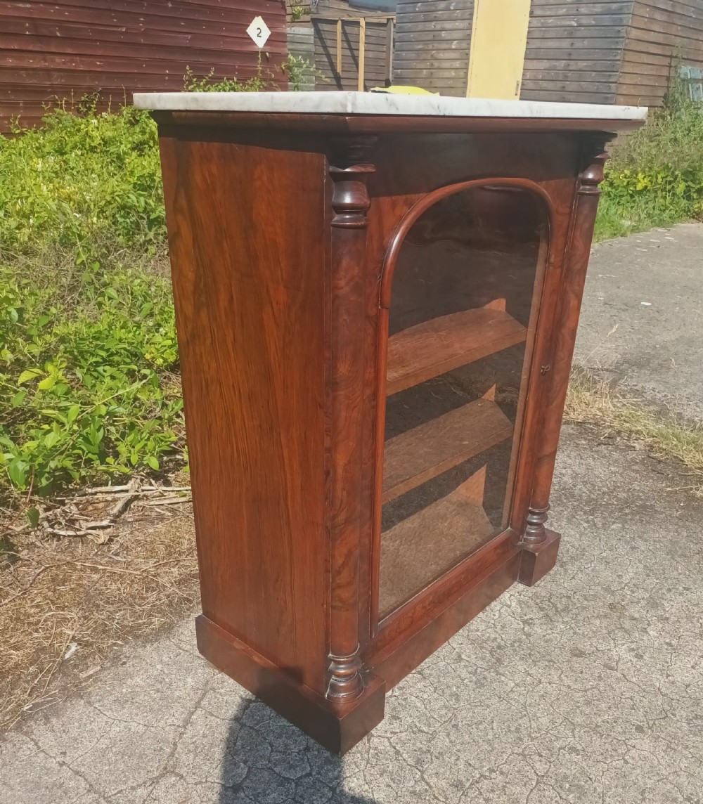 Victorian walnut marble top pier cabinet.  View IX