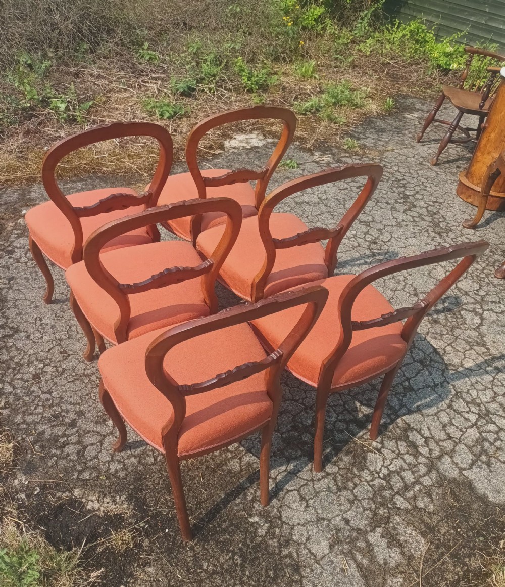 Set of 6 late Victorian walnut balloon back chairs. View VI