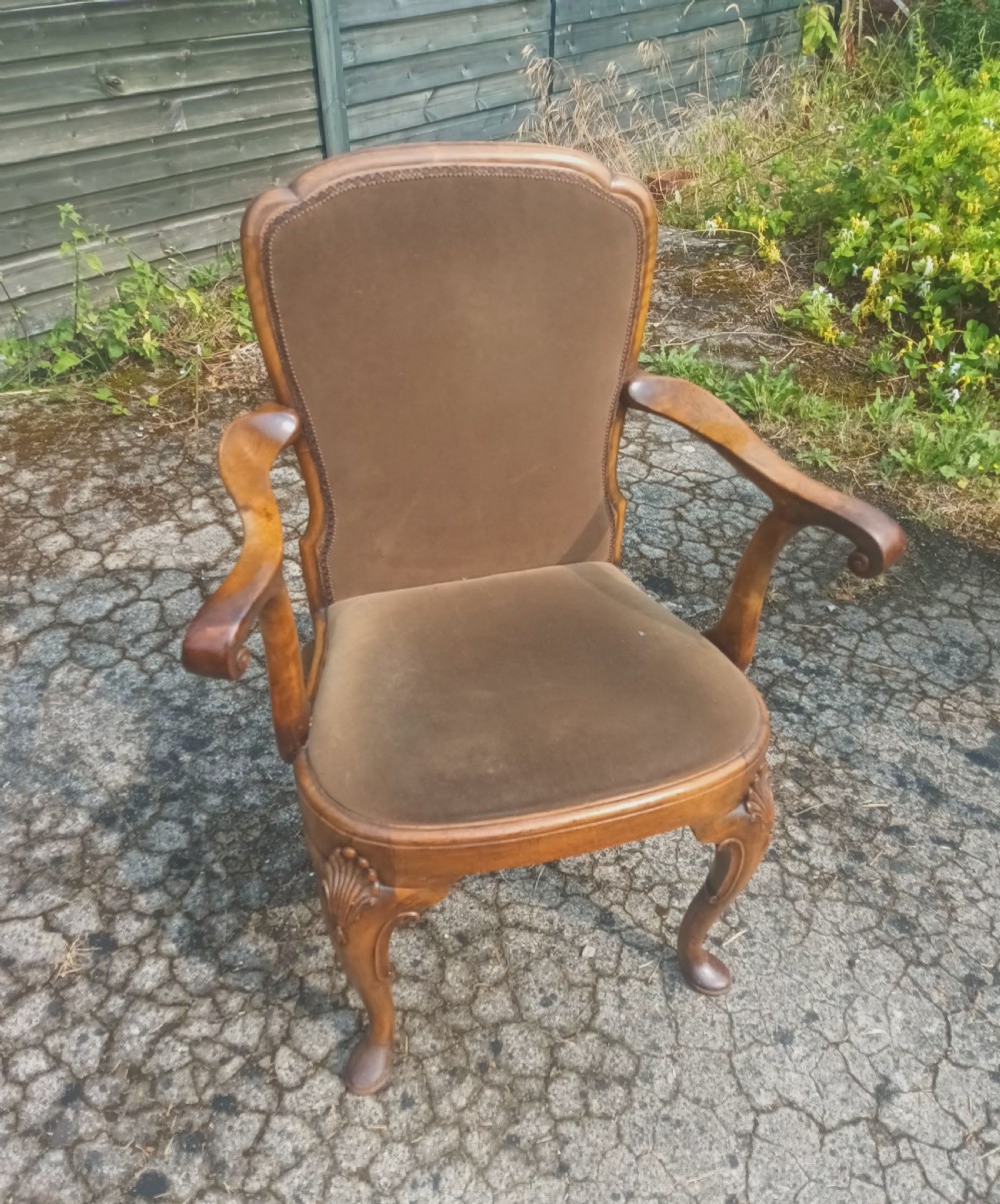 Early 20th century walnut desk armchair  View V