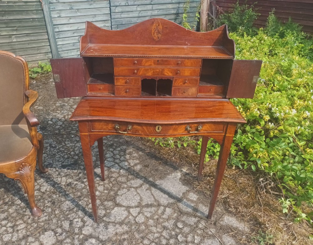 Early 19th century inlaid mahogany bonheur du jour.  View VII