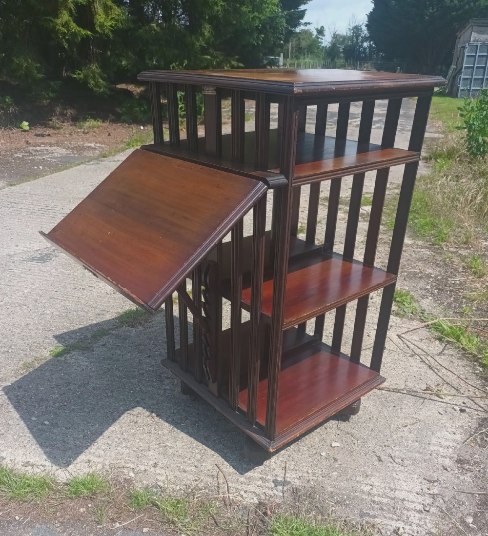 Early 20th century revolving bookcase with adjustable reading slope. View III