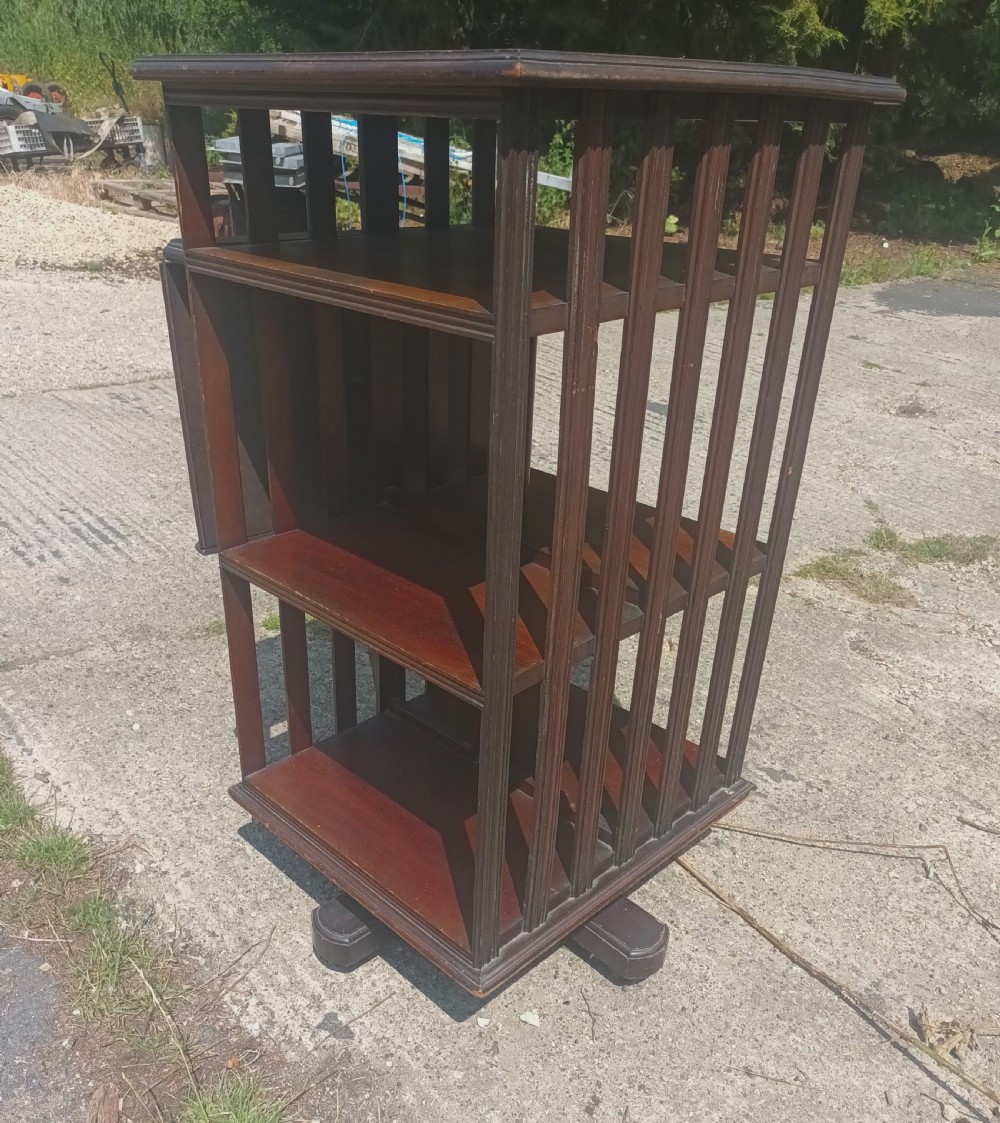 Early 20th century revolving bookcase with adjustable reading slope. View V