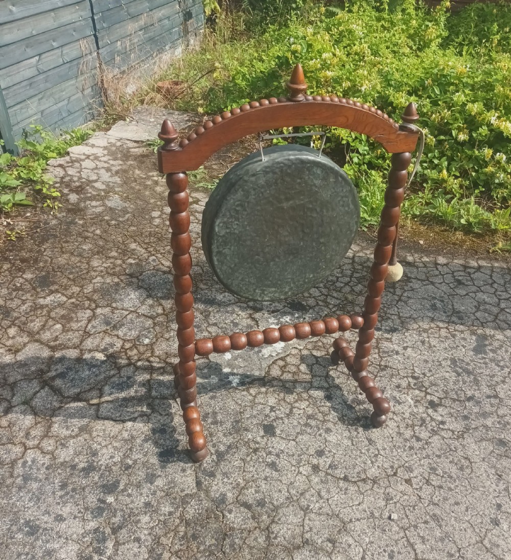 Victorian bobbin framed dinner gong.  View III