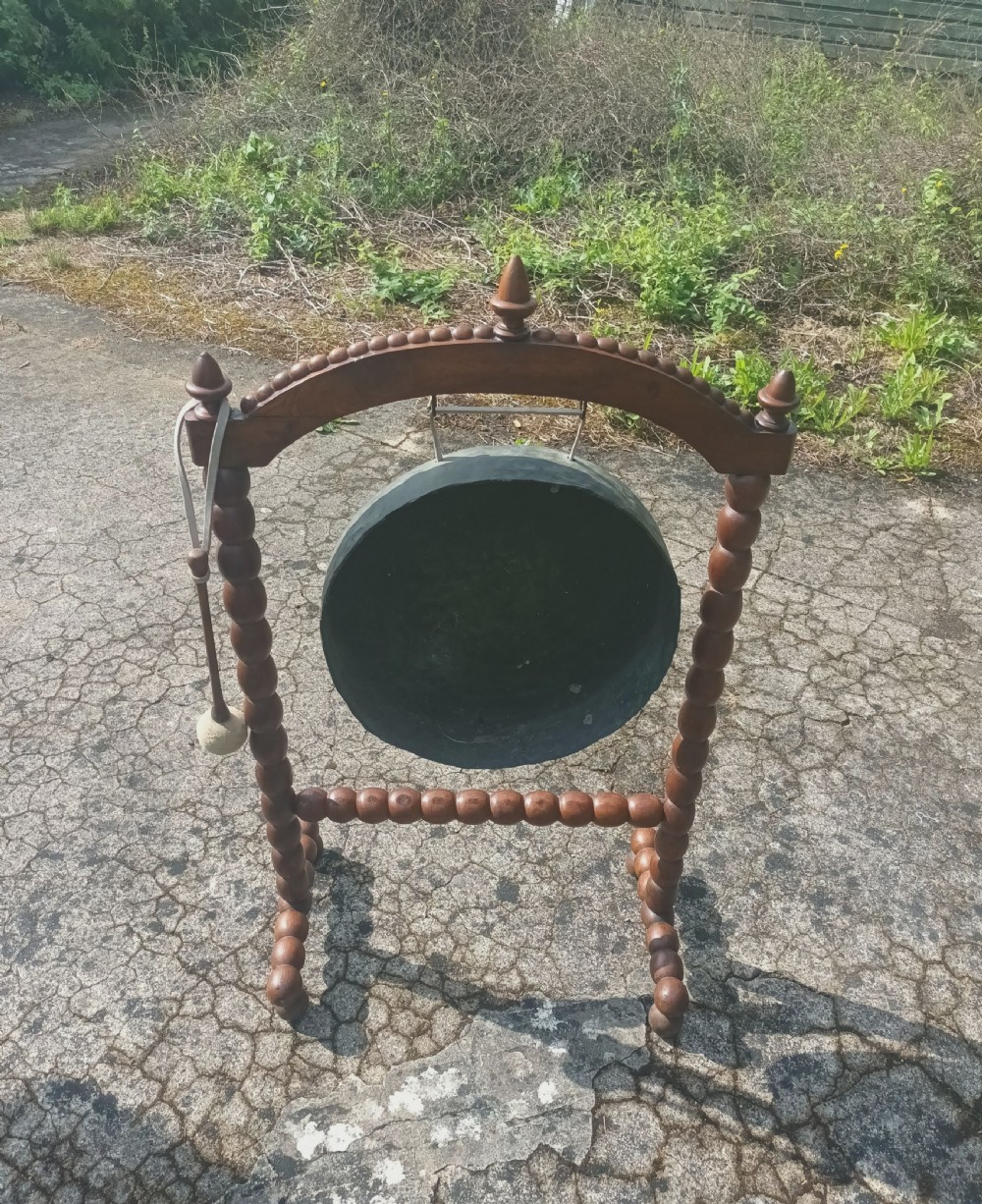 Victorian bobbin framed dinner gong.  View IV