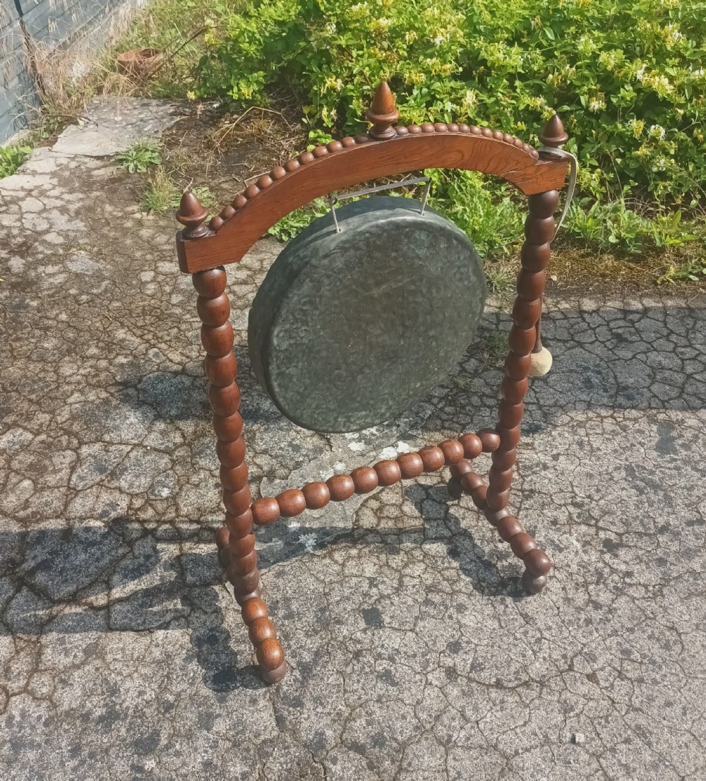 Victorian bobbin framed dinner gong.  View V