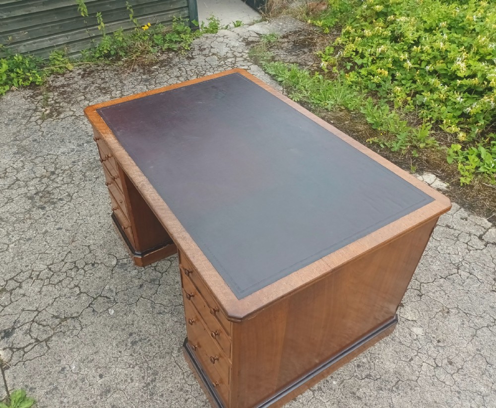 Victorian kneehole pedestal partners desk. View IV