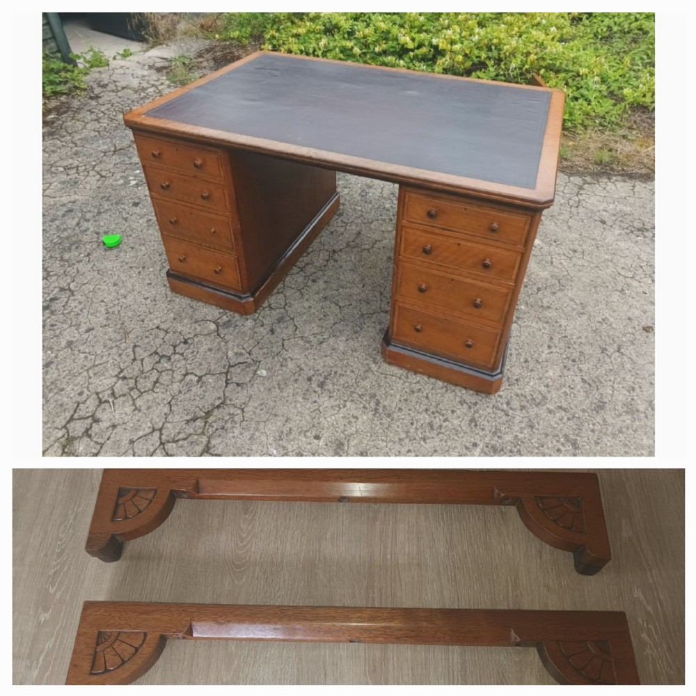 Victorian kneehole pedestal partners desk.