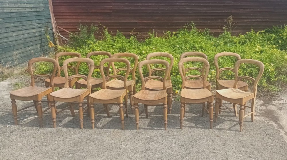 Set 12 satinbirch farmhouse kitchen dining chairs. 
