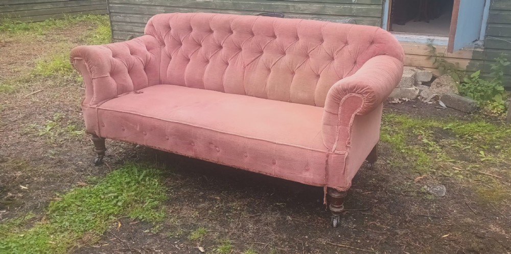 Late Victorian upholstered 2 seater sofa. View III
