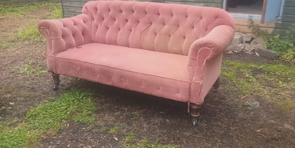 Late Victorian upholstered 2 seater sofa. View IV