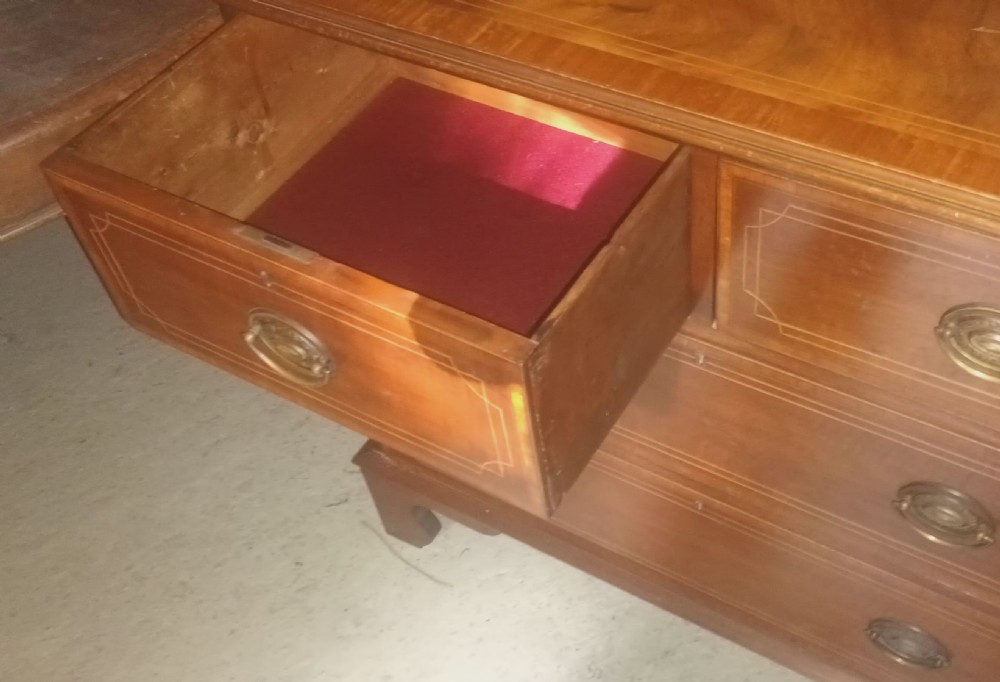 Small 19th century inlaid mahogany chest of drawers.  View VII