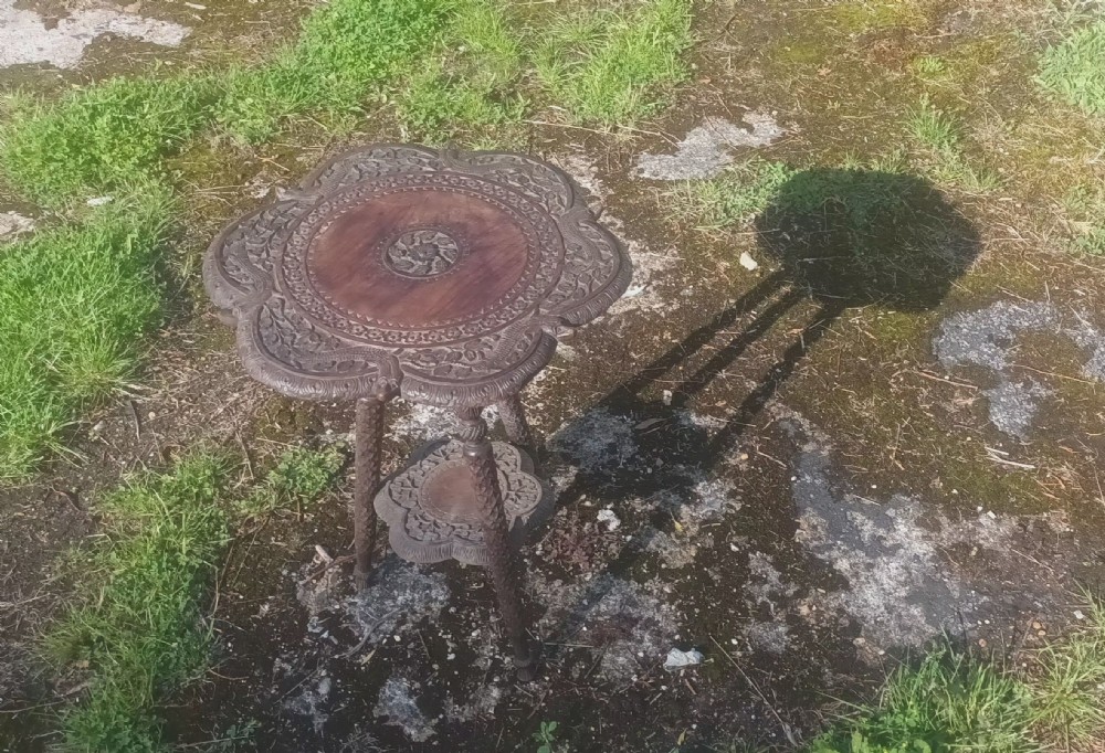 Carved 19th century Anglo Indian occasional table View III