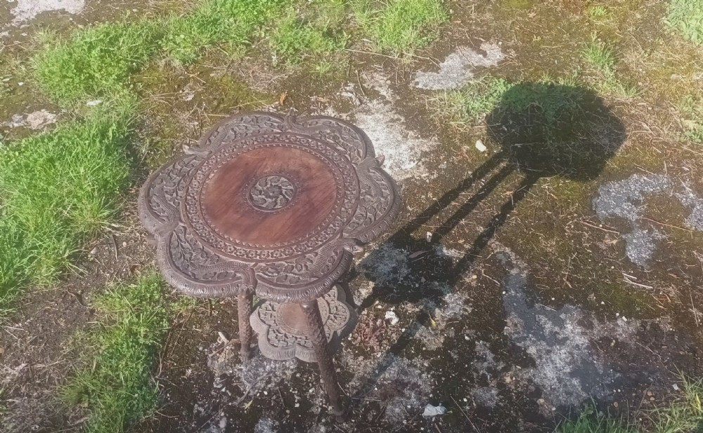 Carved 19th century Anglo Indian occasional table View VI