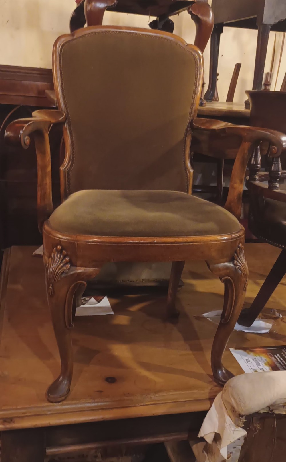 Early 20th century walnut desk armchair 