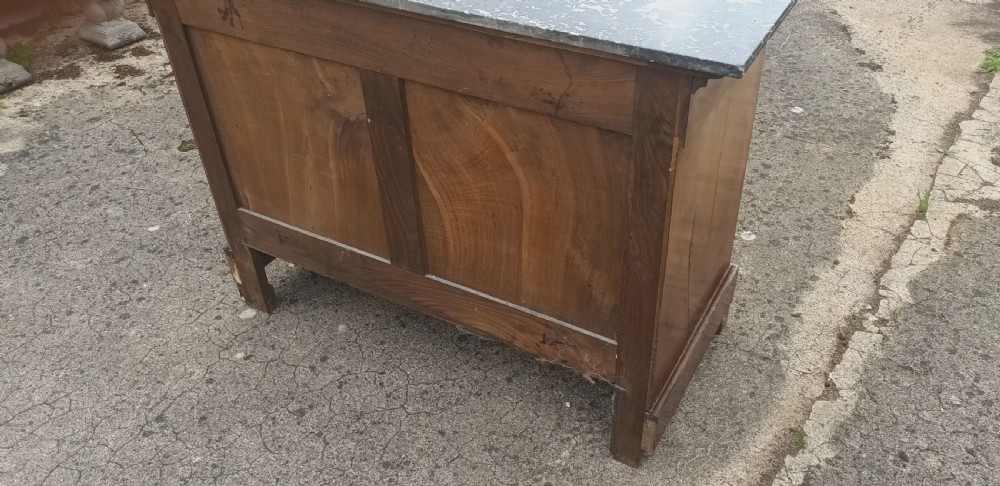 Walnut 4 drawer French marble top commode chest View IV