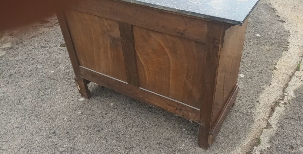 Walnut 4 drawer French marble top commode chest View VI