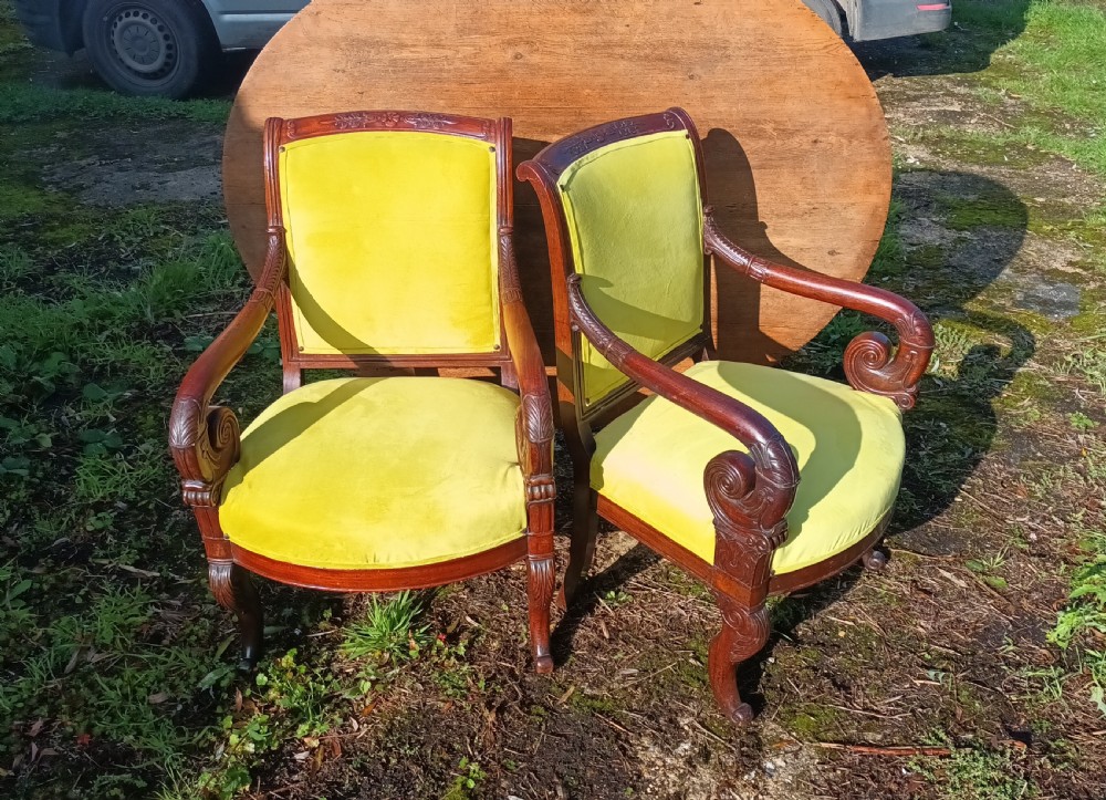 Pair of 19th century French Fauteuil armchairs.  View II