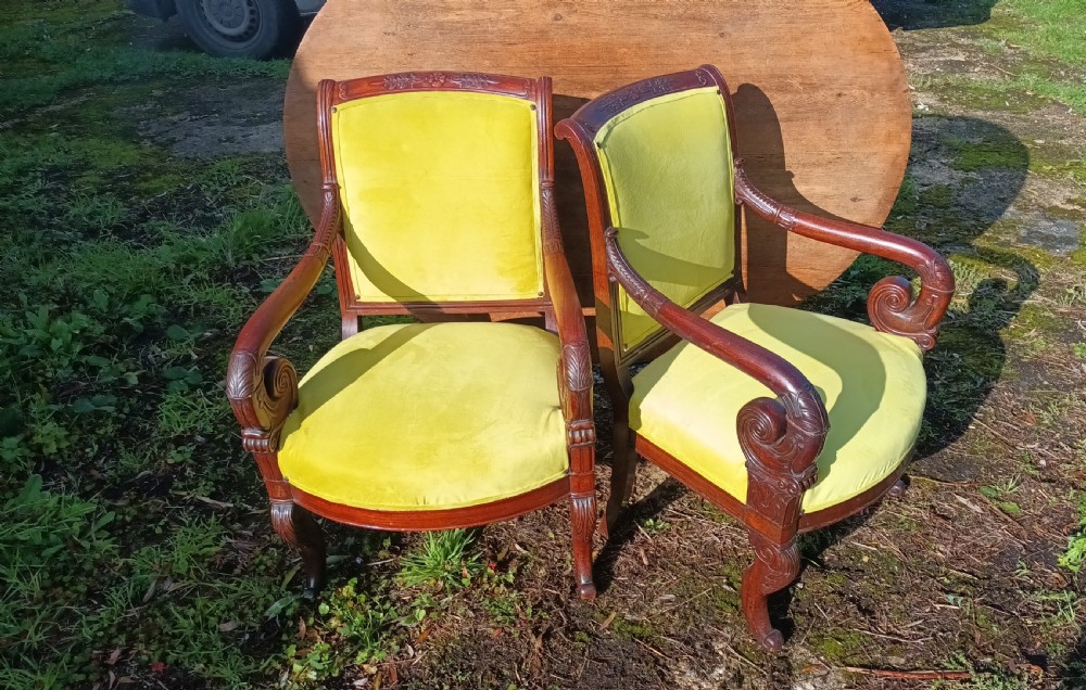 Pair of 19th century French Fauteuil armchairs.  View III