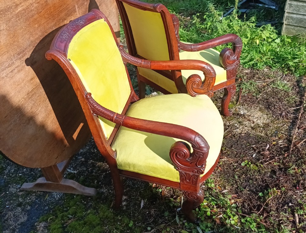 Pair of 19th century French Fauteuil armchairs.  View IV