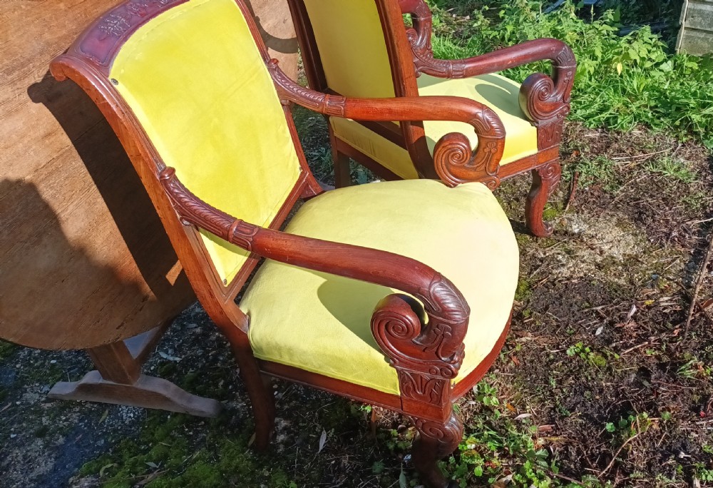Pair of 19th century French Fauteuil armchairs.  View V