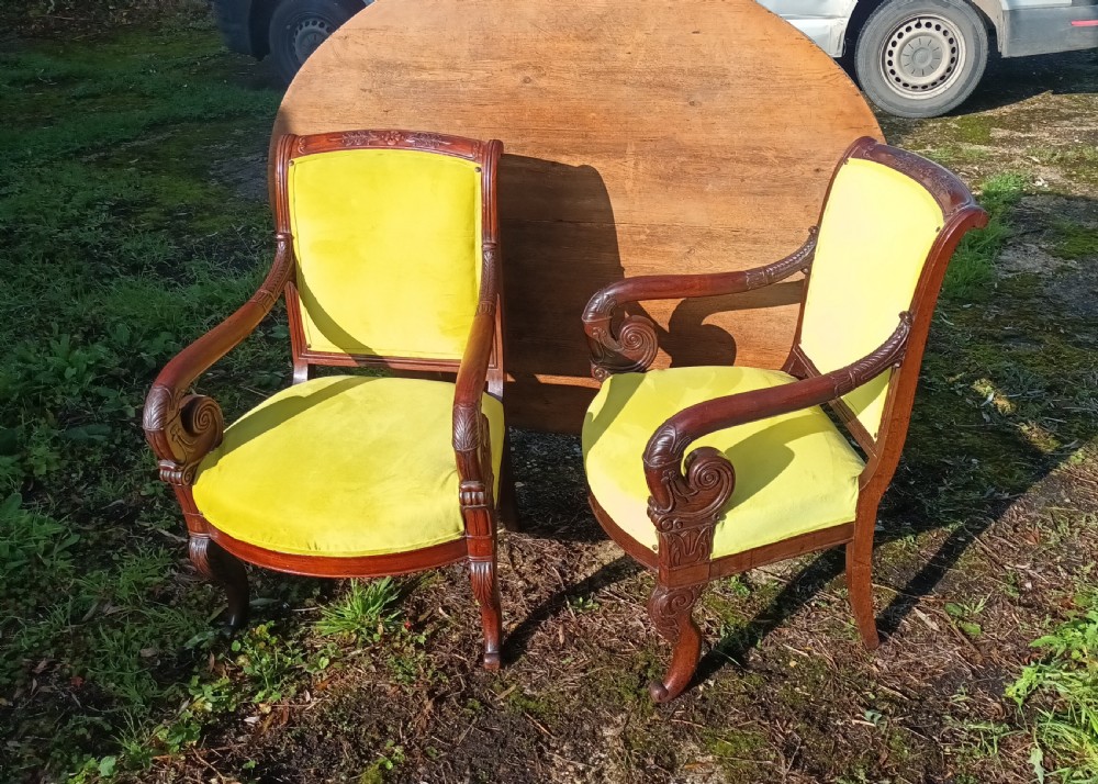 Pair of 19th century French Fauteuil armchairs.  View VII