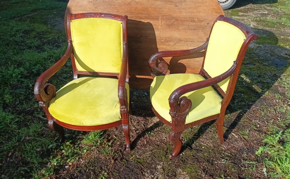 Pair of 19th century French Fauteuil armchairs.  View XI