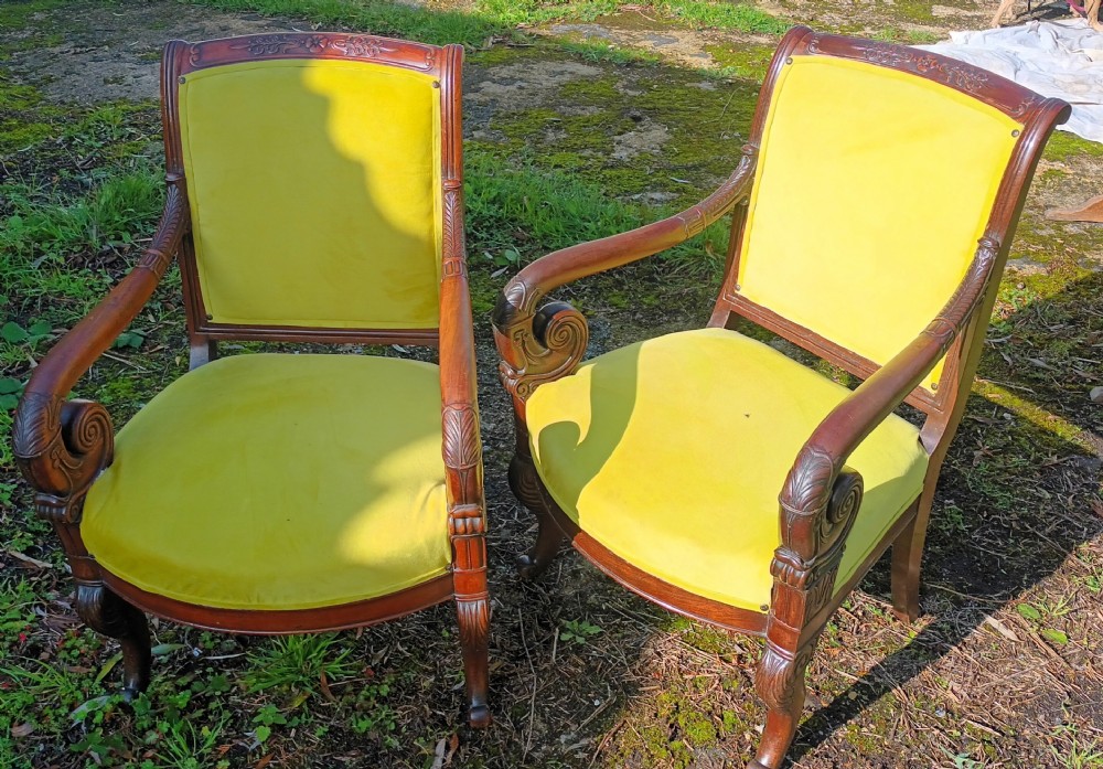 Pair of 19th century French Fauteuil armchairs.  View XIII