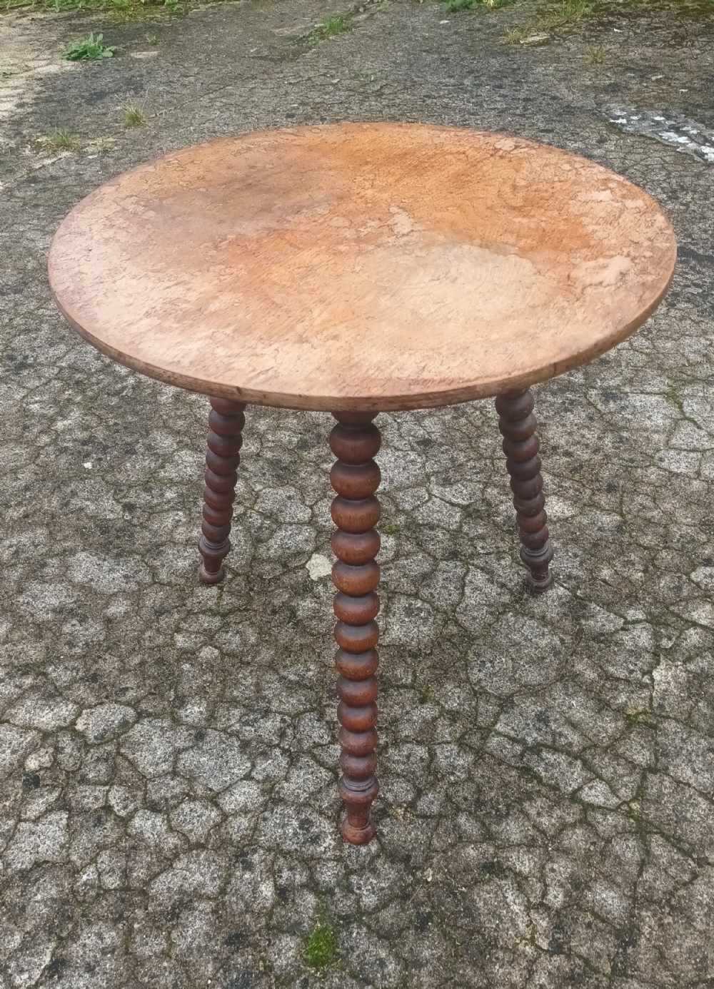 19th century bobbin leg cricket table with good makers stamp.