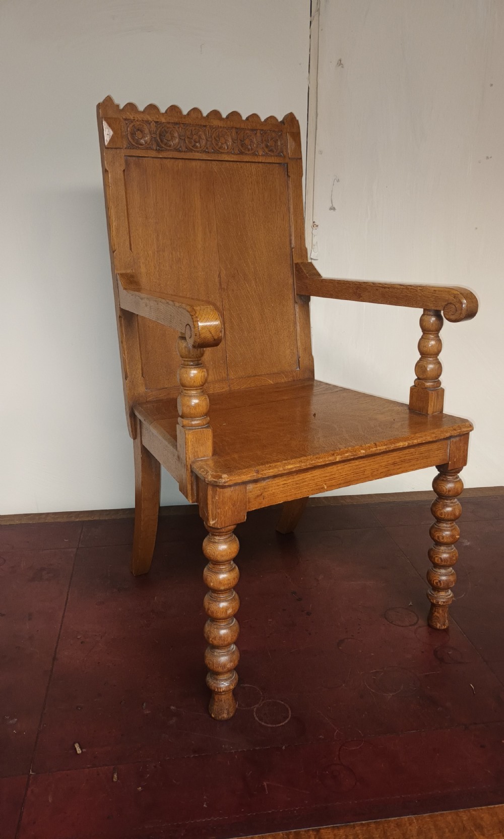 Late Victorian oak armchair.