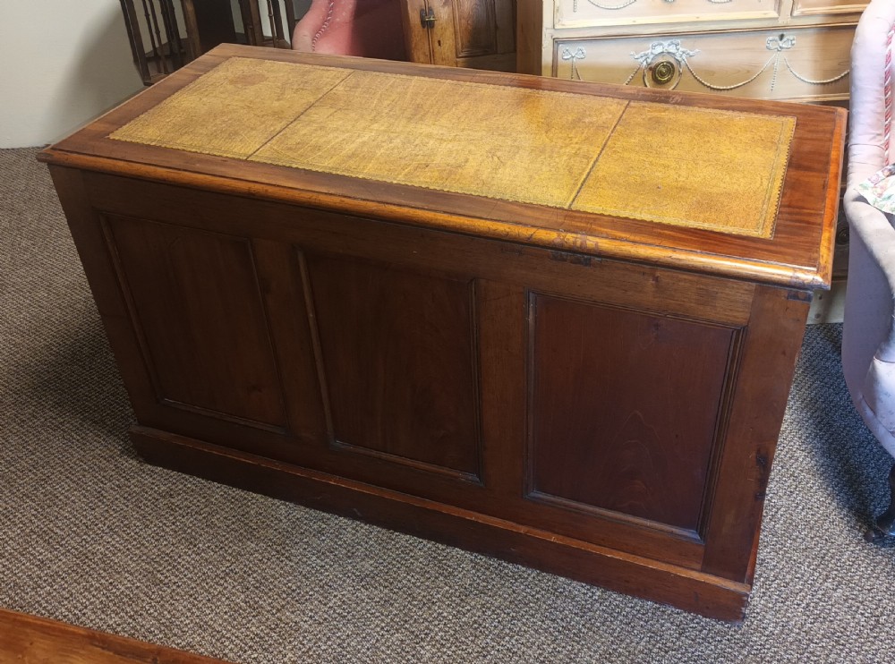 Mid 19th century mahogany free standing pedestal desk. View VIII