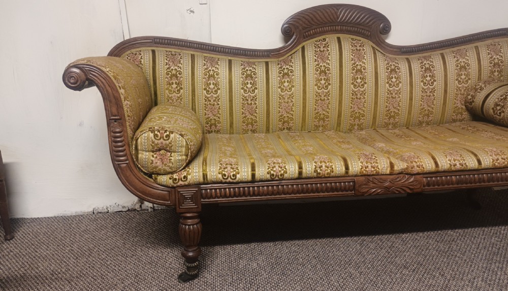 Elegant Regency scroll end chaise longue.  View V