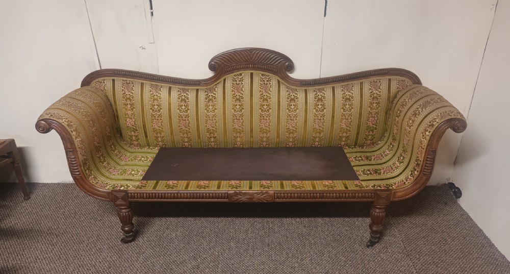 Elegant Regency scroll end chaise longue.  View VIII