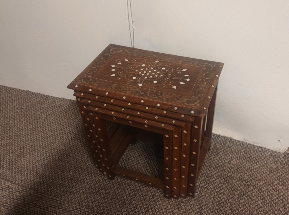 Nest of 4 bone inlaid Anglo Indian tables. View VII
