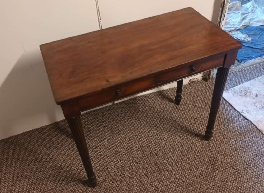 Late mahogany 2 drawer side table. View III