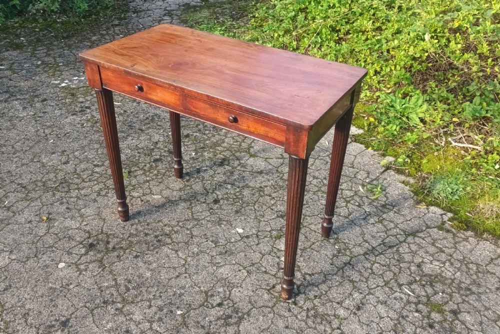 Late mahogany 2 drawer side table. View IX