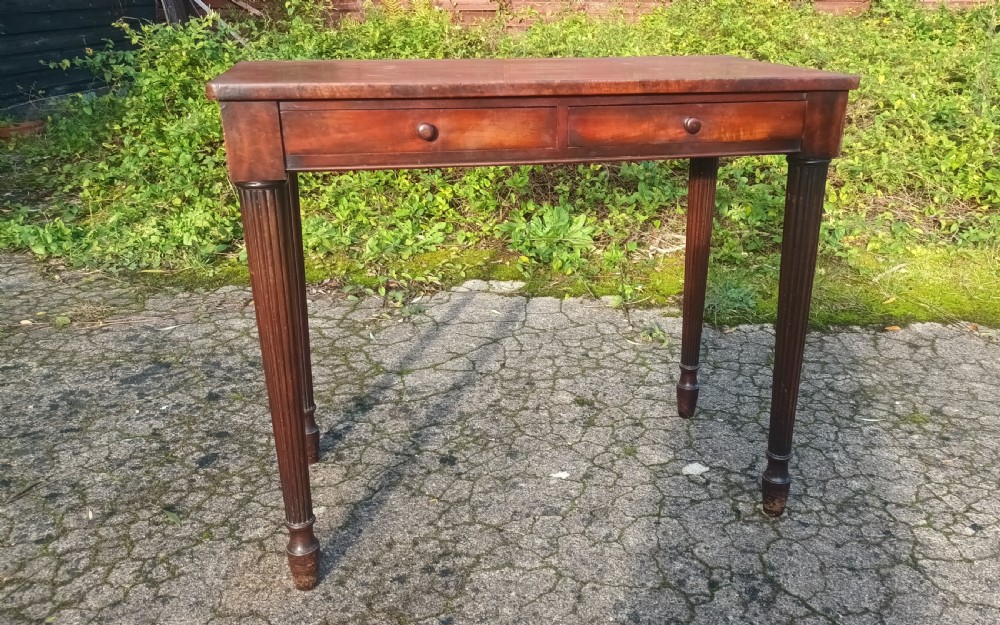 Late mahogany 2 drawer side table. View X